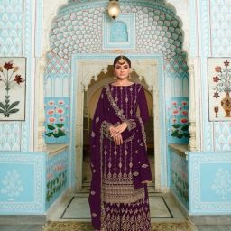 Semi Stitched Georgette Kurta & Sharara Fabric Embellished-image-50