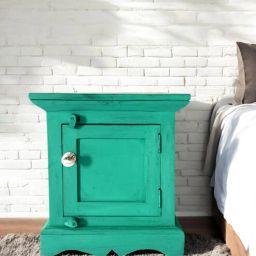 ikiriya Queens Country Bedside Bedside Table End Table In Pastel Green Colour-picture-0