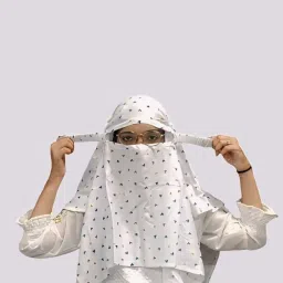Printed Cotton Blend Women White Faux Turtleneck Neck Cover, Fancy Scarf, Scarf, Stole-image-52