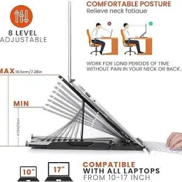 STRIFF Laptop Stand Adjustable Laptop Computer Stand Multi-Angle Stand Phone Stand Portable Foldable Laptop Riser Notebook Holder Stand Compatible for 9 to 15.6” Laptops Black(Black) Laptop Stand image 4