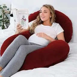 C_Shaped Full Body Pregnancy Pillow with Removable Velvet Cover Polyester Fibre Stripes Pregnancy Pillow Pack of 1-image-78