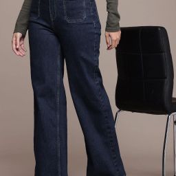 Women Loose Fit Mid Rise Blue Jeans-image-73
