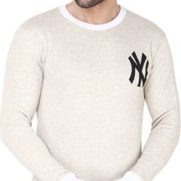 Men Printed Round Neck Grey Sweater-image-12