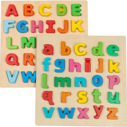 Preschool 2 pcs Wooden Alphabet Puzzle for Toddlers,Lowercase & Uppercase Letter-image-29