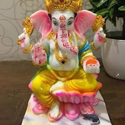 Ganesh Statue Murti Marble Finish Laxmi ganesh Idol , 7 INCH SIZE Decorative Showpiece-18 cm-picture-32