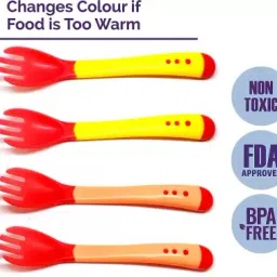Baby Silicon Temperature Sensing Infant Training / feeding Spoon / fork BPA Free - silicone-24
