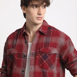 the bear house Men Relaxed Fit Fit Checkered Spread Collar Casual Shirt-picture-26
