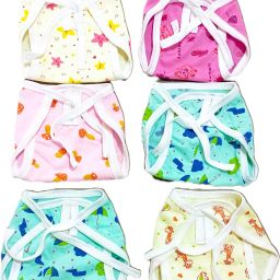 Baby Nappy-Tying Knots Nappies Cute Animal Printed (0-6 Months -6PC)-image-2