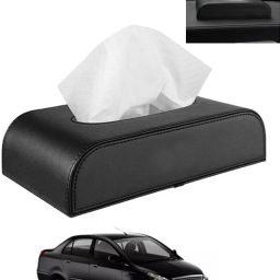 Black Tissue Holder Leatherite/Include Tissue/Save Space For Home/Car/Office-147 Vehicle Tissue Dispenser-19