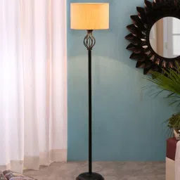 new era Basic Iron Floor Lamp with Cotton Shade (Black & off-white)-picture-5