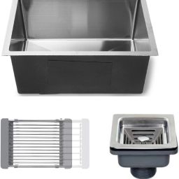 Handmade MATT Kitchen Sink Single Bowl Sound Proof 18" x 16" x 10" Vessel Sink-image-45