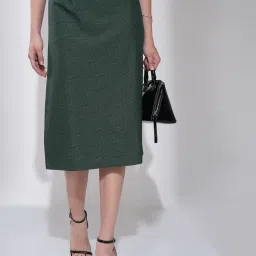 Women Checkered A-line Green Skirt-image-45