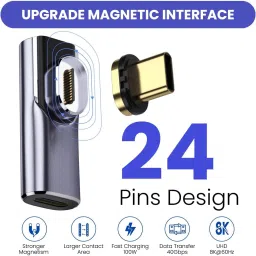 SCALEBEE Grey Type C Male to Female USB4 Magnet 40Gbps Data Transfer,PD100W Quick Charge Phone Converter image 2