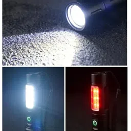 mz 603 (RECHAREABLE LED TORCH) Zoomable 6 Modes XPE+COB Light Torch image 4
