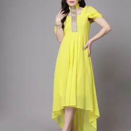 Women Asymmetric Yellow Ankle Length Dress-image-22
