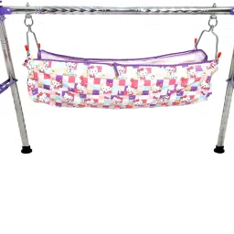 CR112 Purple Round Twisted Foldable Stainless Steel Baby Cradle with Hammock-image-54