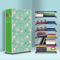 6 Shelf Foldable Collapsible Wardrobe Storage Organizer Almirah Cloth Rack Carbon Steel Collapsible Wardrobe-image-47