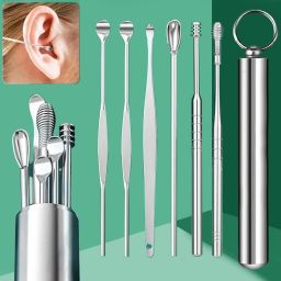 6 in 1 Ear Wax Cleaner set, Ear Wax Remover Stainless Steel Tool kit-image-87