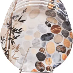 Unbreakable Melamine Round Floral Printed Oval Snacks/Starters Plates Dinner Plates (Set of 4) Sizzler Tray-7