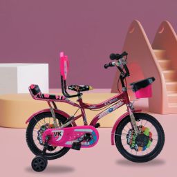 Kids Zone 14-Inch Bicycle for 4-6 Years | With Training Wheels & Cushion Carrier 16 T (inch) Road Cycle-image-6