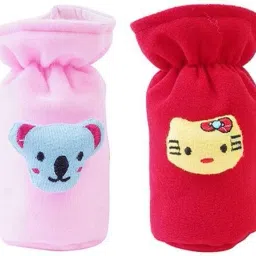 Soft Plush Stretchable Baby Feeding Bottle Cover Easy to Hold Strap With Cute Animated Cartoon| Suitable for 60-125 Ml Feeding Bottle(Light Pink-Dark Red)-image-81