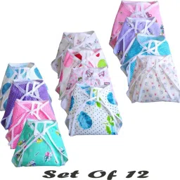 Baby Nappy (Langot), Printed, Cotton Material, Set Of 12, Random Print and Color-13
