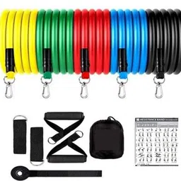 shopeleven Exercise Toning and Resistance Tubes Set (5-Level Resistance Ropes) toning tube Fitness Accessory Kit Kit-picture-17