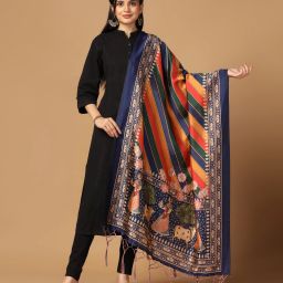 Pure Silk Printed, Self Design, Woven Multicolor Women Dupatta-image-55
