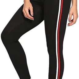 Women Striped Black Track Pants-image-5