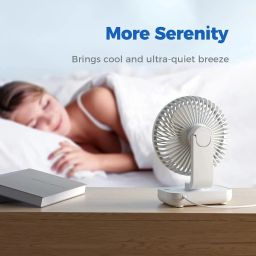 Solisca Desk Fan Oscillating Table Fan,Rechargeable Fan Micro/Type C Input Quiet Fan Mini Portable 3 Speed mode Build-in Battery Rechargeable-cooling blade USB Fan image 5