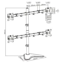 JIN OFFICE Quad Monitor Stand With 13-32" Support| 8 kg Wt. Cap. Per Monitor| Height Adjustable Four Monitor Arm| Tilt and Rotation Features image 5