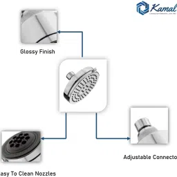 kamal Uno Adjustable (Multiflow) | Without Shower Arm| Multi Layer Plating|Swivel Ball Fixed Mount image 2