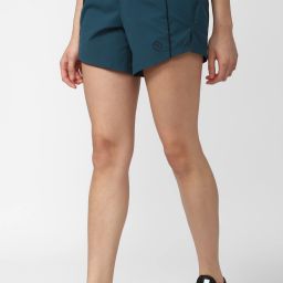 Solid Women Blue Casual Shorts-image-1