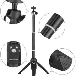 Smiledrive Sturdy Extendable Selfie Stick Tripod Monopod Stand with Bluetooth Remote Clicker for Smart Phones & Action Cameras Monopod Kit image 3