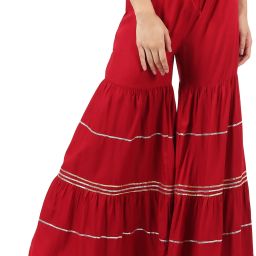 Women Flared Maroon Viscose Rayon Trousers-image-71