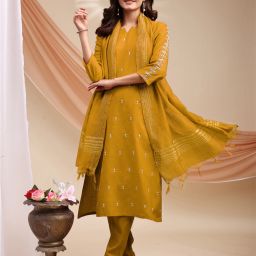 Embroidered Kurta, Churidar & Dupatta Set-image-28