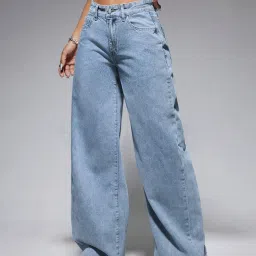 Women Relaxed Fit High Rise Light Blue Jeans-image-55