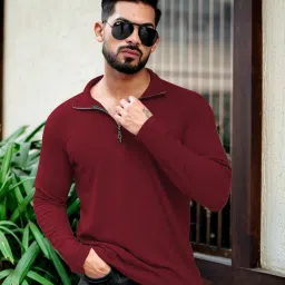 Men Solid Polo Neck Polycotton Maroon T-Shirt-picture-42