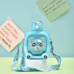 Cute Bear Shaped Sipper Water Bottle For Kids. With Straw, Strap And Stickers.-image-17
