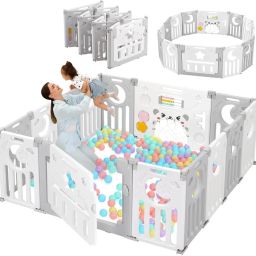 18 Playpen for Kids Baby Gate Fence with Mat & Safety Lock Balls-17