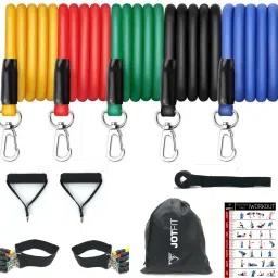 5 Resistance Tube Set with utility tools resistant band toning tube Fitness Accessory Kit Kit-image-80