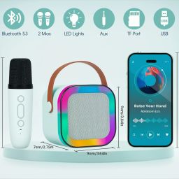 eearbout Mini Karaoke Machine for Kids with Wireless Microphone 5 W Bluetooth Speaker image 2