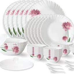 Pack of 40 Opalware Fluted Nargis Dinner Plates & Bowls Crockery Set for Dinning Dinner Set-image-15