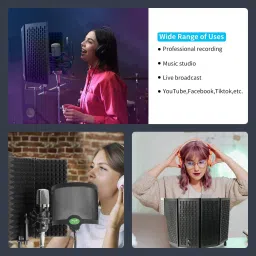 urban infotech 5 Panel with Pop Shield High Density Vocal Filter for Audio Recording Singing Professional Microphone Isolation Shield image 5