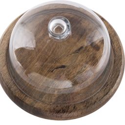 homesake Rustic Antique Black Flat base cake/cupcake stand with glass dome, cookie/dessert serving platter Wooden, Glass Cake Server-picture-28