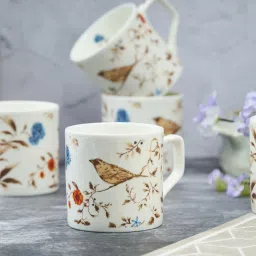 Pack of 6 Bone China Brown Bird Tea Cups-image-78