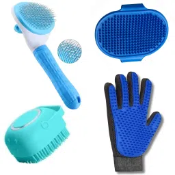 Pack of 4 – Deshedding Brush, Slicker Brush, Grooming Gloves & Bath Brush Slicker Brushes for Dog, Cat, Rabbit-picture-21