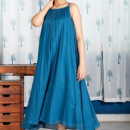 Women Maxi Blue Ankle Length Dress-image-20