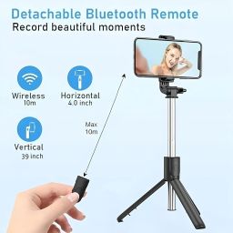 PunnkFunnk R1 Bluetooth Selfie Stick with Tripod Stand | Portable, Rechargeable & Adjustable for iPhone, Android, GoPro Bluetooth Selfie Stick-picture-16