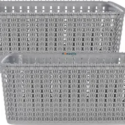 homestic Plastic Multipurposes Large M 20 Plastic Basket Without Lid- Pack of 2 (Grey) Storage Basket-picture-26